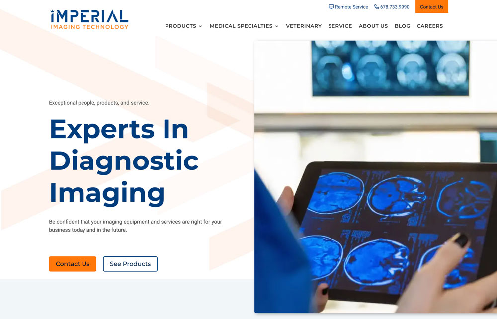 Homepage screenshot of imperialimaging.com