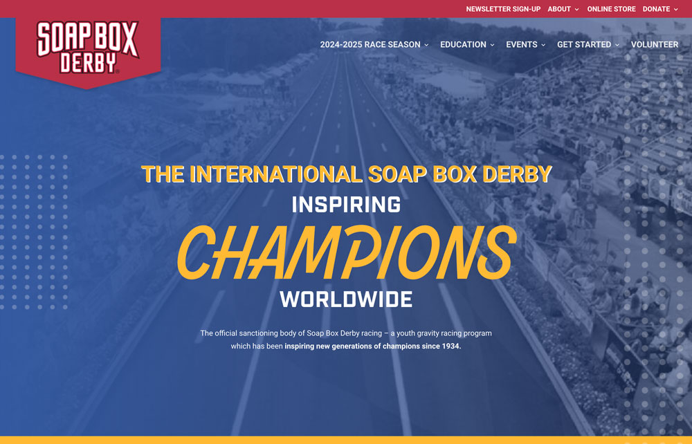 Homepage screenshot of soapboxderby.org