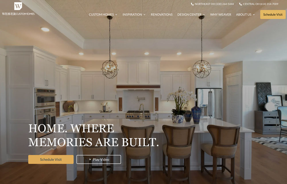 Homepage screenshot of weavercustomhomes.com