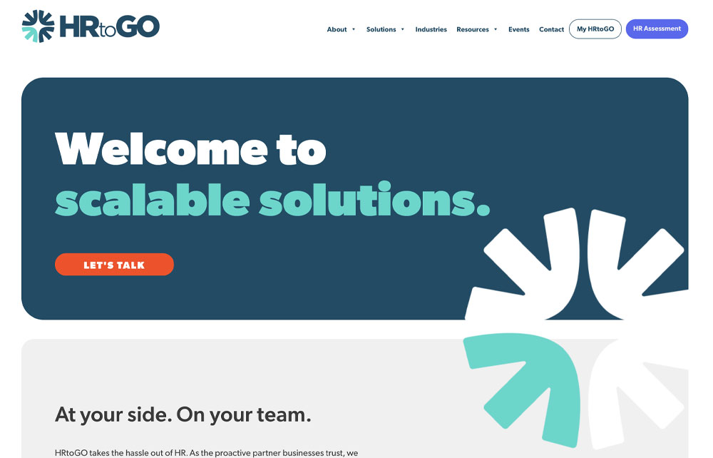 Homepage screenshot of hrtogo.com